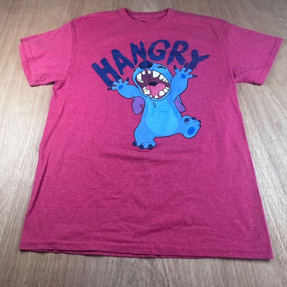 Disney Stitch Hangry Graphic T-Shirt Men's M Light Red Tee
